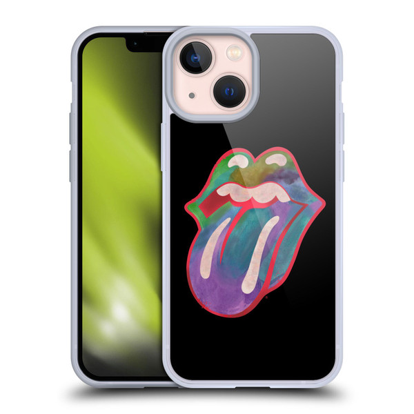 The Rolling Stones Graphics Watercolour Tongue Soft Gel Case for Apple iPhone 13 Mini