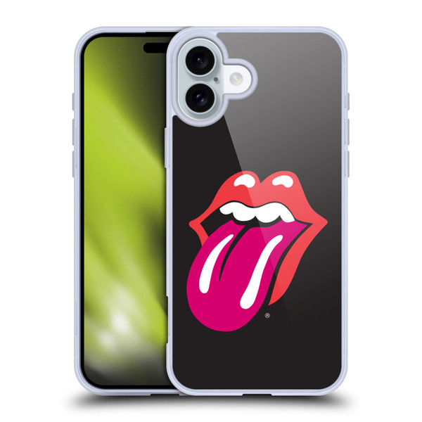 The Rolling Stones Graphics Pink Tongue Soft Gel Case for Apple iPhone 16 Plus