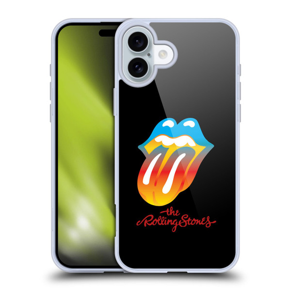 The Rolling Stones Graphics Rainbow Tongue Soft Gel Case for Apple iPhone 16 Plus