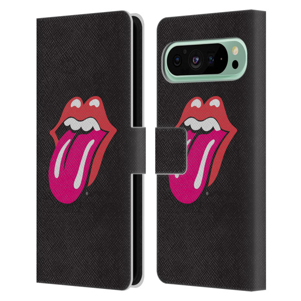 The Rolling Stones Graphics Pink Tongue Leather Book Wallet Case Cover For Google Pixel 9 Pro XL