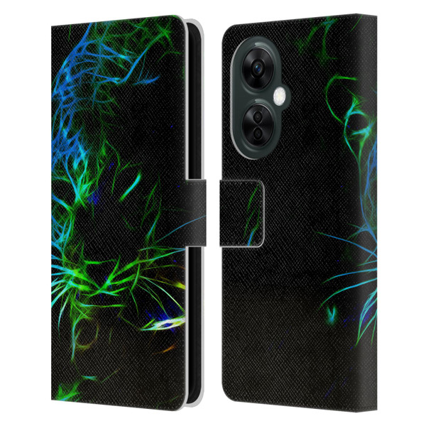 Simone Gatterwe Animals Neon Leopard Leather Book Wallet Case Cover For OnePlus Nord CE 3 Lite 5G