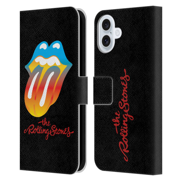 The Rolling Stones Graphics Rainbow Tongue Leather Book Wallet Case Cover For Apple iPhone 16 Plus