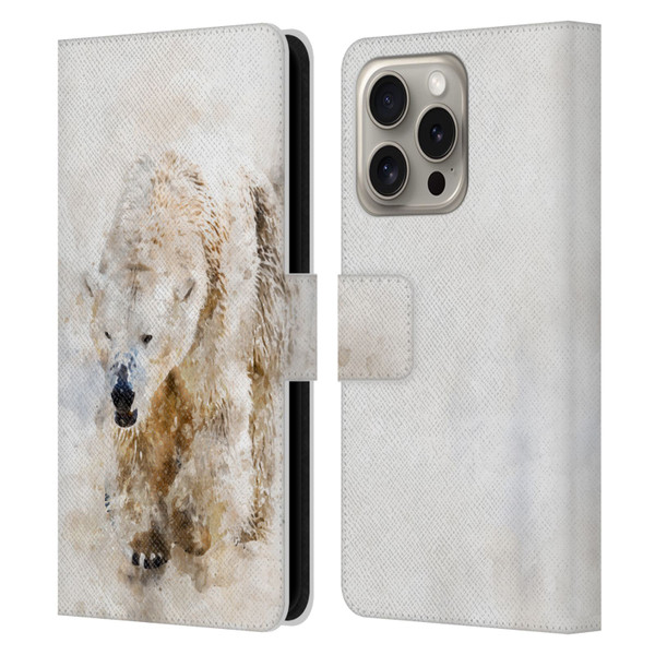 Simone Gatterwe Animals 2 Abstract Polar Bear Leather Book Wallet Case Cover For Apple iPhone 16 Pro