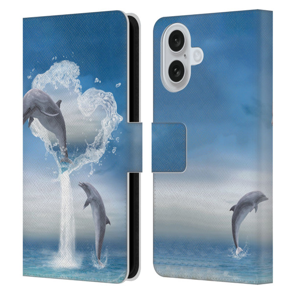 Simone Gatterwe Dolphins Lovers Leather Book Wallet Case Cover For Apple iPhone 16