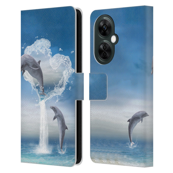 Simone Gatterwe Dolphins Lovers Leather Book Wallet Case Cover For OnePlus Nord CE 3 Lite 5G
