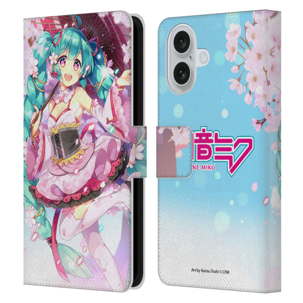Hatsune Miku Graphics Sakura Leather Book Wallet Case Cover For Apple iPhone 16