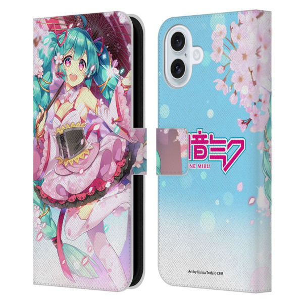 Hatsune Miku Graphics Sakura Leather Book Wallet Case Cover For Apple iPhone 16 Plus