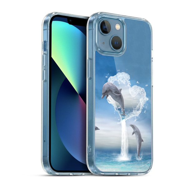 Simone Gatterwe Dolphins Lovers Soft Gel Case for Apple iPhone 13 Mini & MagSafe