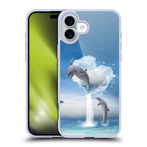 Simone Gatterwe Dolphins Lovers Soft Gel Case for Apple iPhone 16 Plus