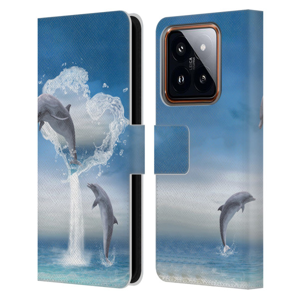 Simone Gatterwe Dolphins Lovers Leather Book Wallet Case Cover For Xiaomi 14