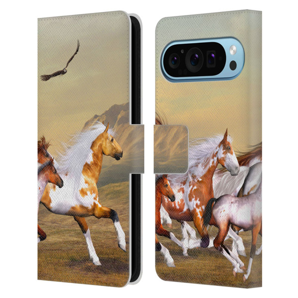 Simone Gatterwe Horses Wild Herd Leather Book Wallet Case Cover For Google Pixel 9 / Pixel 9 Pro