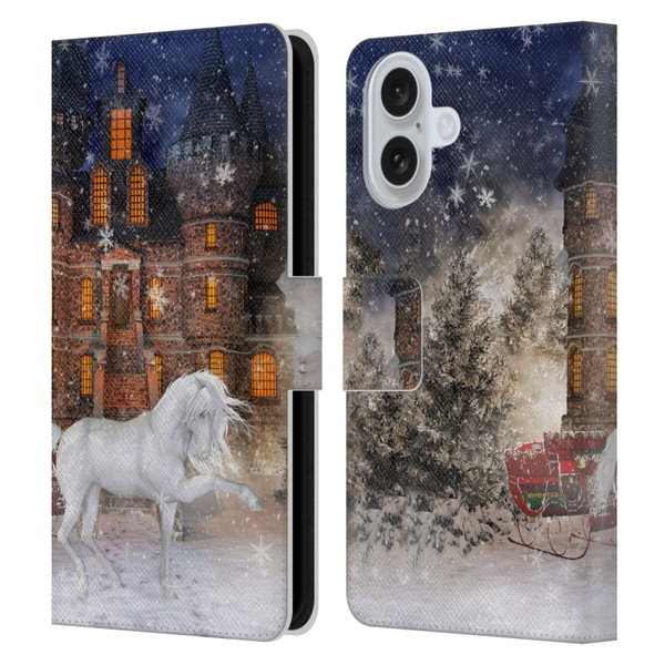 Simone Gatterwe Horses Christmas Time Leather Book Wallet Case Cover For Apple iPhone 16