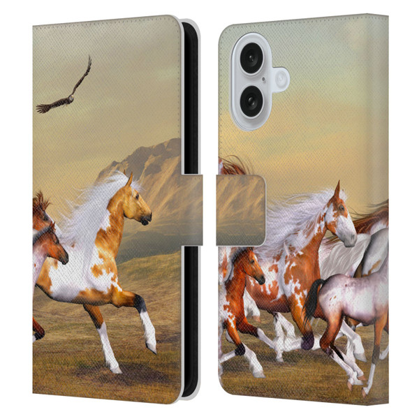 Simone Gatterwe Horses Wild Herd Leather Book Wallet Case Cover For Apple iPhone 16