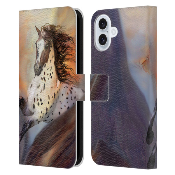 Simone Gatterwe Horses Wild 2 Leather Book Wallet Case Cover For Apple iPhone 16 Plus
