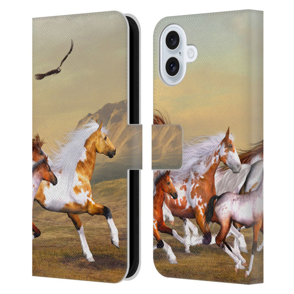 Simone Gatterwe Horses Wild Herd Leather Book Wallet Case Cover For Apple iPhone 16 Plus