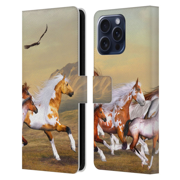Simone Gatterwe Horses Wild Herd Leather Book Wallet Case Cover For Apple iPhone 16 Pro Max