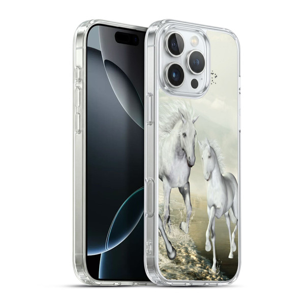 Simone Gatterwe Horses White On The Beach Soft Gel Case for Apple iPhone 16 Pro Max & MagSafe