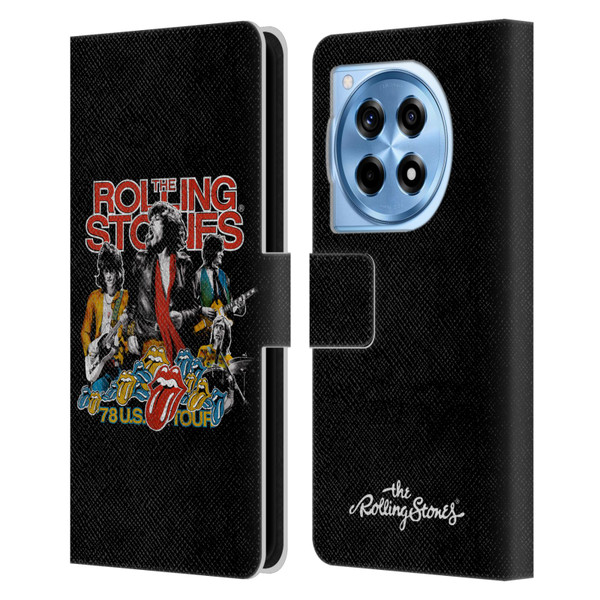 The Rolling Stones Key Art 78 Us Tour Vintage Leather Book Wallet Case Cover For OnePlus 12R