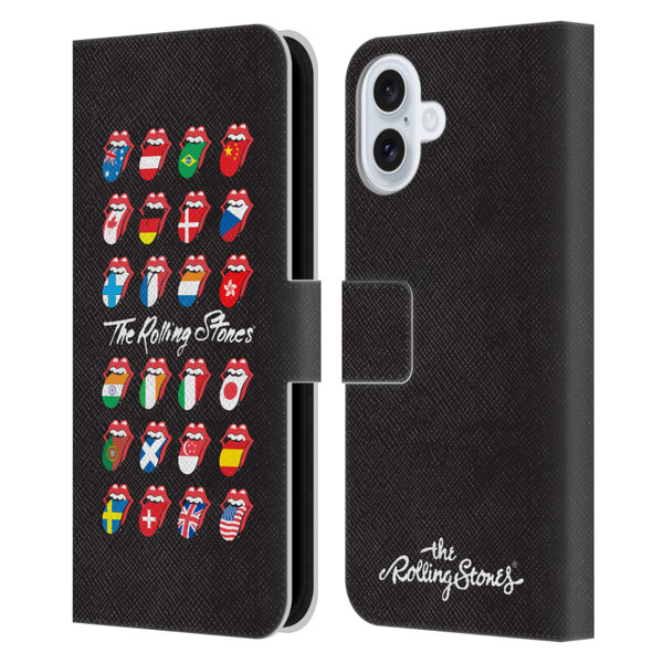 The Rolling Stones Licks Collection Flag Poster Leather Book Wallet Case Cover For Apple iPhone 16 Plus