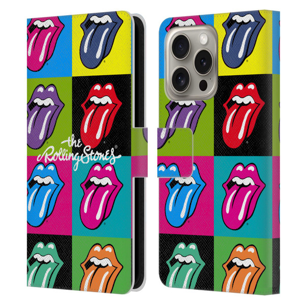 The Rolling Stones Licks Collection Pop Art 1 Leather Book Wallet Case Cover For Apple iPhone 16 Pro