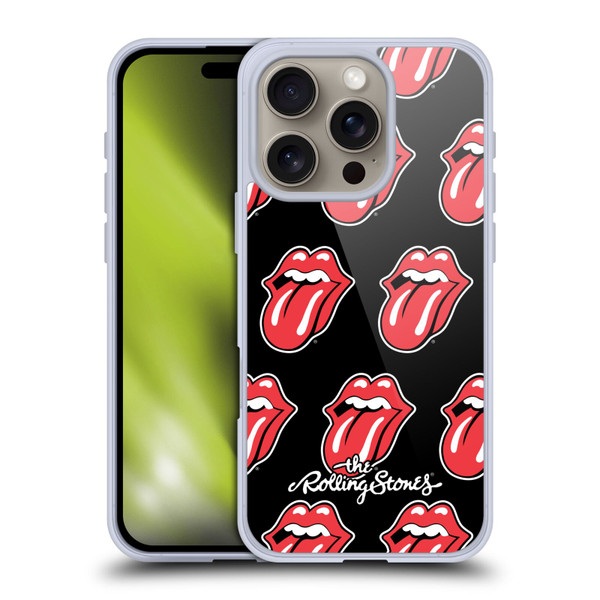 The Rolling Stones Licks Collection Tongue Classic Pattern Soft Gel Case for Apple iPhone 16 Pro