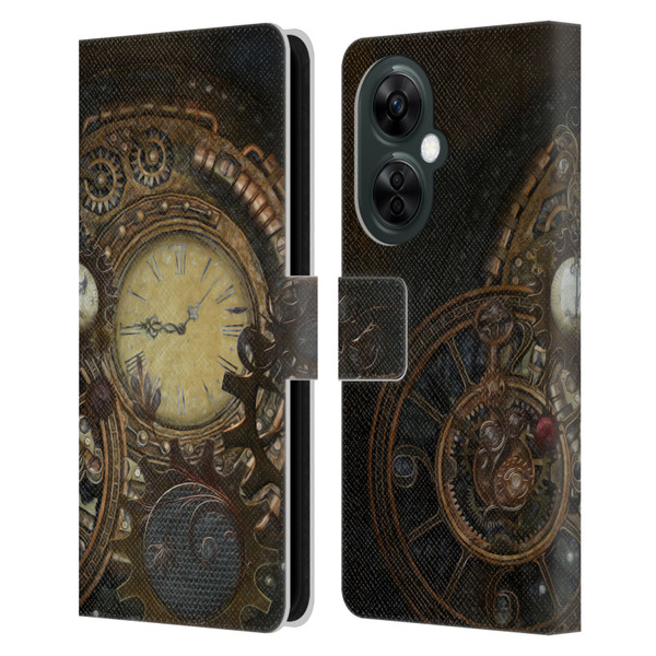 Simone Gatterwe Steampunk Clocks Leather Book Wallet Case Cover For OnePlus Nord CE 3 Lite 5G