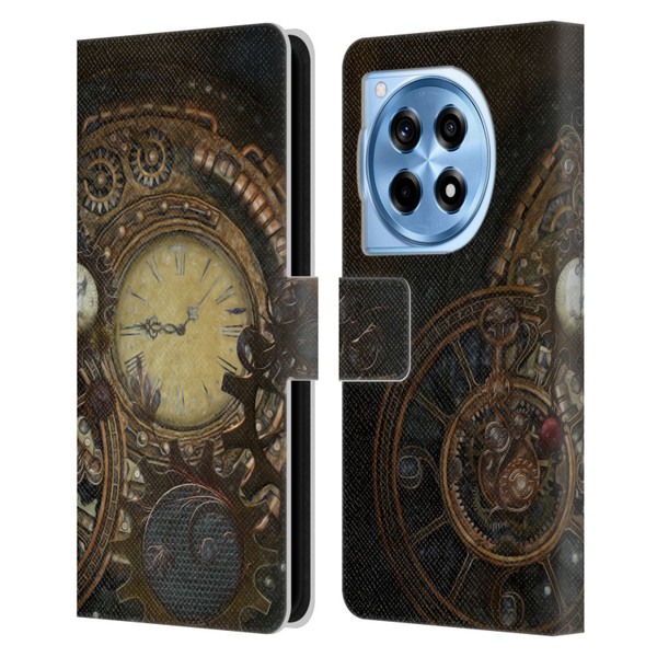 Simone Gatterwe Steampunk Clocks Leather Book Wallet Case Cover For OnePlus 12R