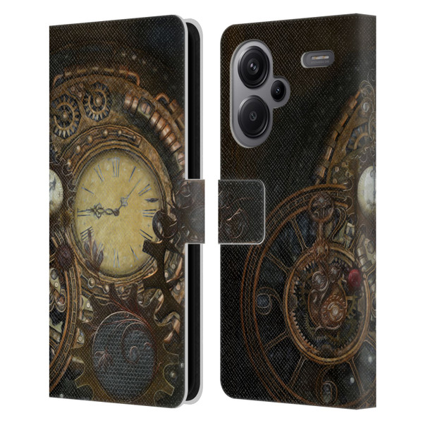 Simone Gatterwe Steampunk Clocks Leather Book Wallet Case Cover For Xiaomi Redmi Note 13 Pro Plus 5G