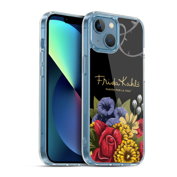 Frida Kahlo Red Florals Efflorescence Soft Gel Case for Apple iPhone 13 Mini & MagSafe