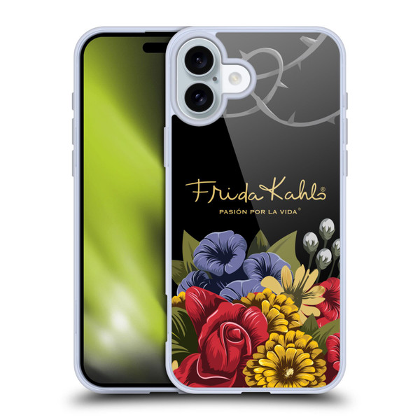 Frida Kahlo Red Florals Efflorescence Soft Gel Case for Apple iPhone 16 Plus & MagSafe