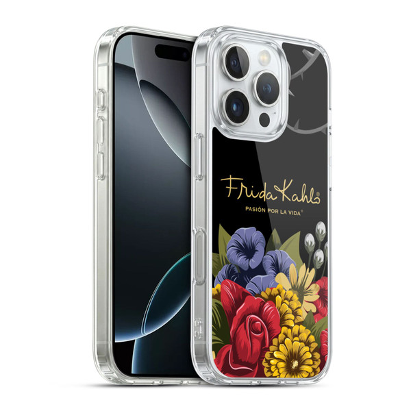 Frida Kahlo Red Florals Efflorescence Soft Gel Case for Apple iPhone 16 Pro & MagSafe