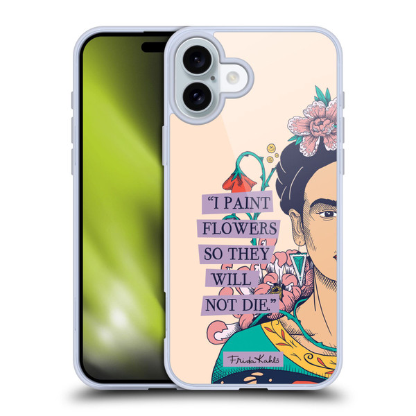Frida Kahlo Sketch I Paint Flowers Soft Gel Case for Apple iPhone 16 Plus