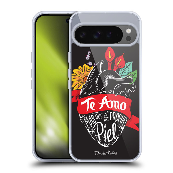 Frida Kahlo Typography Heart Soft Gel Case for Google Pixel 9 Pro XL