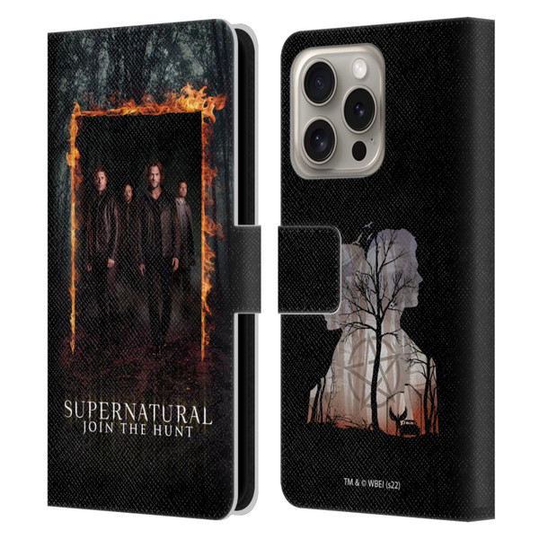 Supernatural Key Art Sam, Dean, Castiel & Crowley Leather Book Wallet Case Cover For Apple iPhone 16 Pro
