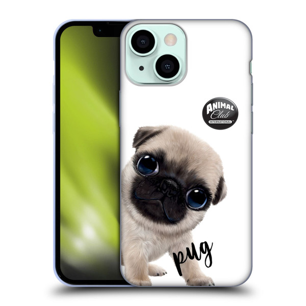 Animal Club International Faces Pug Soft Gel Case for Apple iPhone 13 Mini & MagSafe