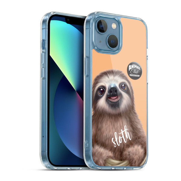 Animal Club International Faces Sloth Soft Gel Case for Apple iPhone 13 Mini & MagSafe