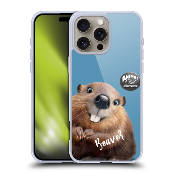 Animal Club International Faces Beaver Soft Gel Case for Apple iPhone 16 Pro Max & MagSafe