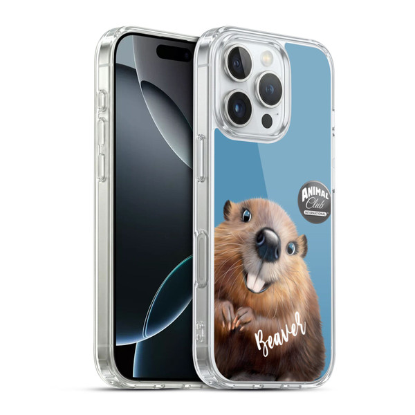 Animal Club International Faces Beaver Soft Gel Case for Apple iPhone 16 Pro & MagSafe