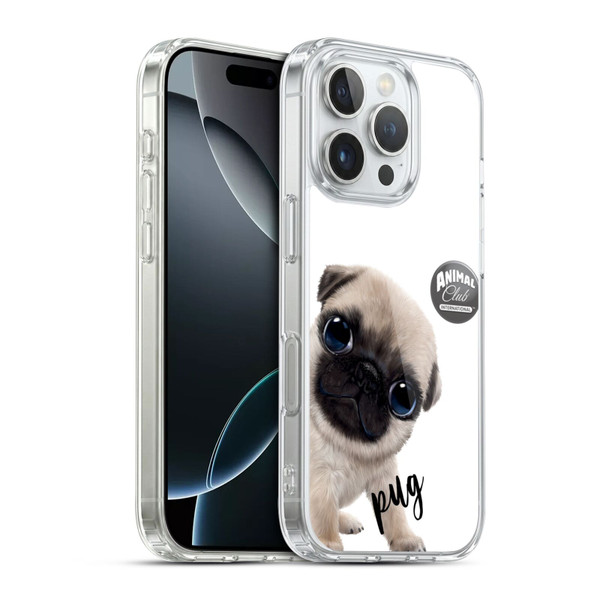 Animal Club International Faces Pug Soft Gel Case for Apple iPhone 16 Pro & MagSafe