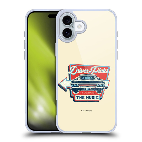 Supernatural Vectors Driver Picks Soft Gel Case for Apple iPhone 16 Plus