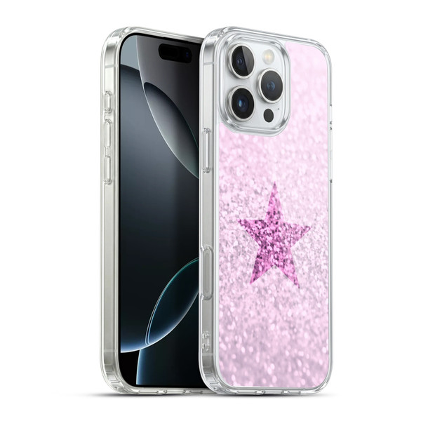 Monika Strigel Glitter Star Pastel Pink Soft Gel Case for Apple iPhone 16 Pro Max & MagSafe
