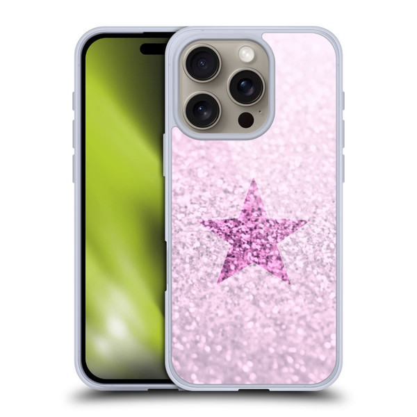 Monika Strigel Glitter Star Pastel Pink Soft Gel Case for Apple iPhone 16 Pro