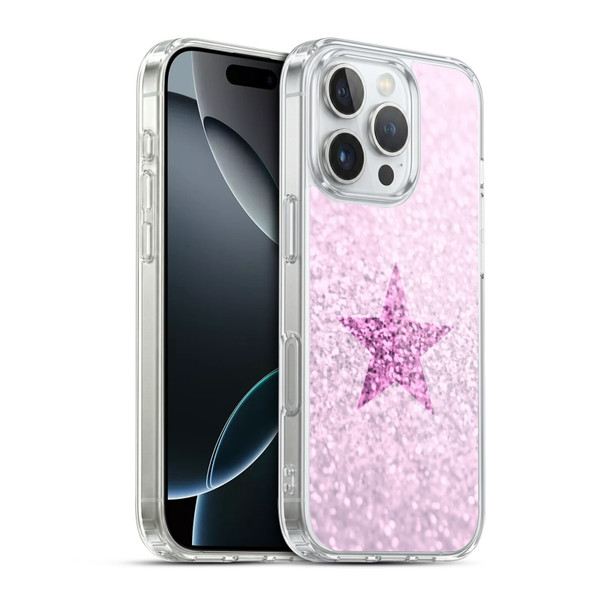 Monika Strigel Glitter Star Pastel Pink Soft Gel Case for Apple iPhone 16 Pro & MagSafe