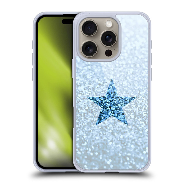 Monika Strigel Glitter Star Pastel Rainy Blue Soft Gel Case for Apple iPhone 16 Pro