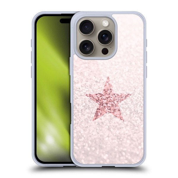 Monika Strigel Glitter Star Pastel Rose Pink Soft Gel Case for Apple iPhone 16 Pro