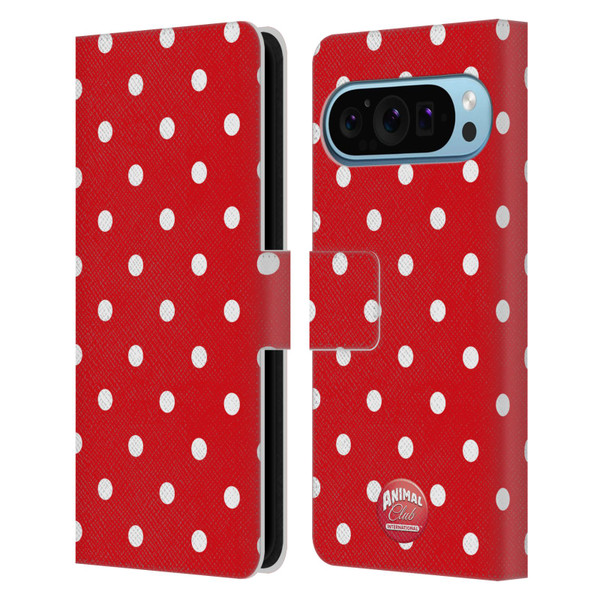 Animal Club International Patterns Polka Dots Red Leather Book Wallet Case Cover For Google Pixel 9 / Pixel 9 Pro