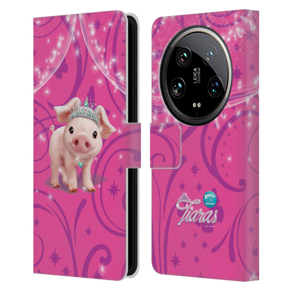 Animal Club International Pet Royalties Pig Leather Book Wallet Case Cover For Xiaomi 14 Ultra