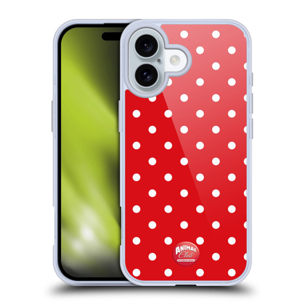 Animal Club International Patterns Polka Dots Red Soft Gel Case for Apple iPhone 16