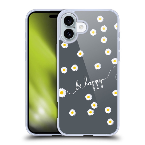 Monika Strigel Happy Daisy Grey Soft Gel Case for Apple iPhone 16 Plus