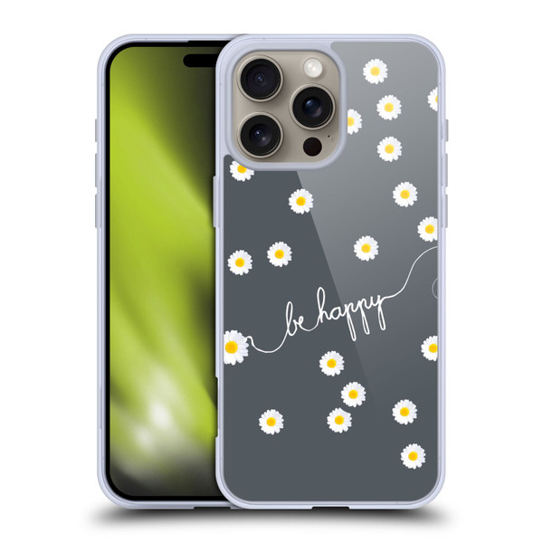 Monika Strigel Happy Daisy Grey Soft Gel Case for Apple iPhone 16 Pro Max